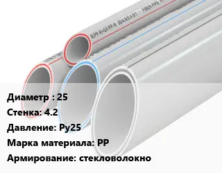 Труба полипропиленовая 25 s=4.2 Ру25 PP стекловолокно